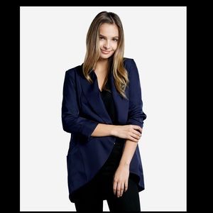 Navy satin silk boyfriend blazer